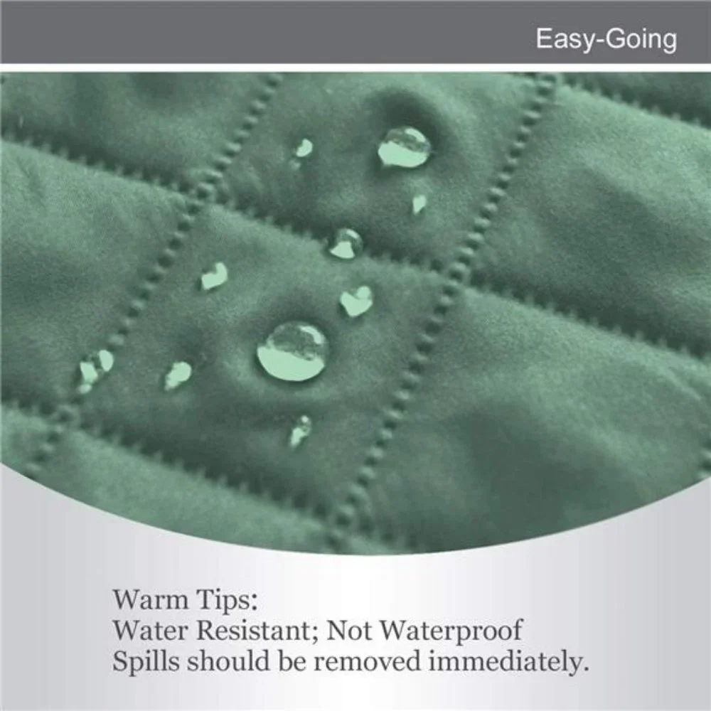Reversible Sofa Cover Water Resistant Couch Cover with Foam Sticks Elastic Strap